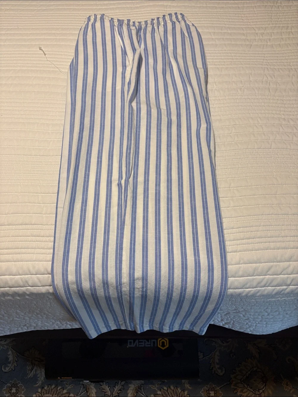 H & m Striped Blue and White Wide-Leg linen blend pants